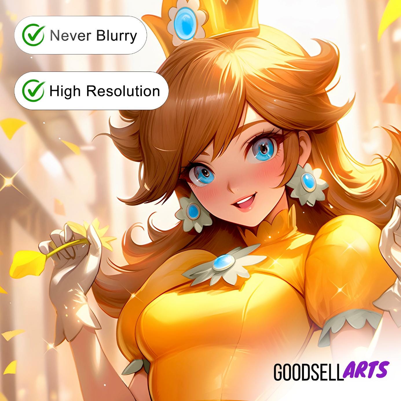 Princess Daisy Poster | Super Mario poster | Nintendo Daisy print | Daisy Mario Poster | Video Game Wall Art | Mario Daisy Gift for her