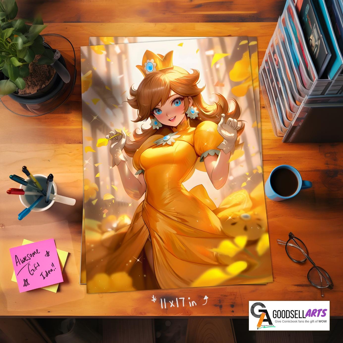 Princess Daisy Poster | Super Mario poster | Nintendo Daisy print | Daisy Mario Poster | Video Game Wall Art | Mario Daisy Gift for her