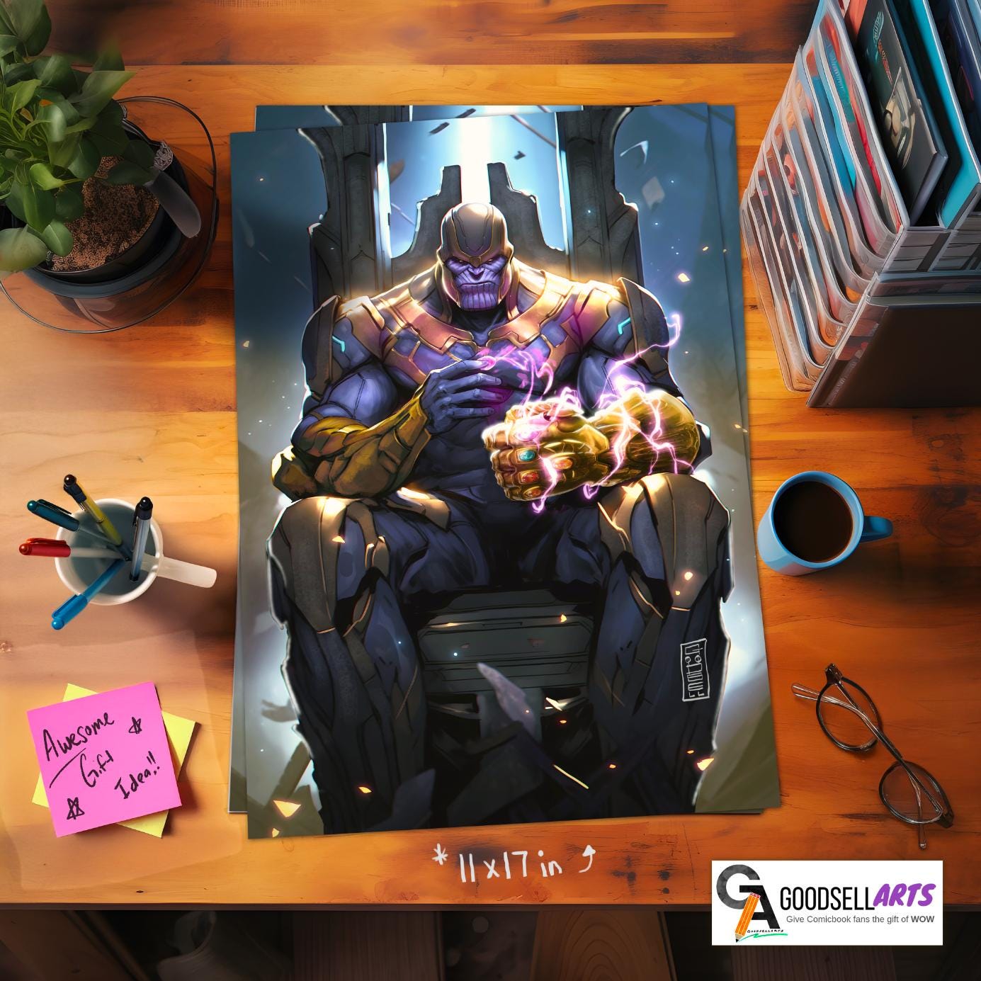 Thanos Poster |  Avengers Thanos Wall Art | Avengers Thanos Art Print | Marvel Thanos Art | Infinity Gauntlet poster | Geek Room Decor