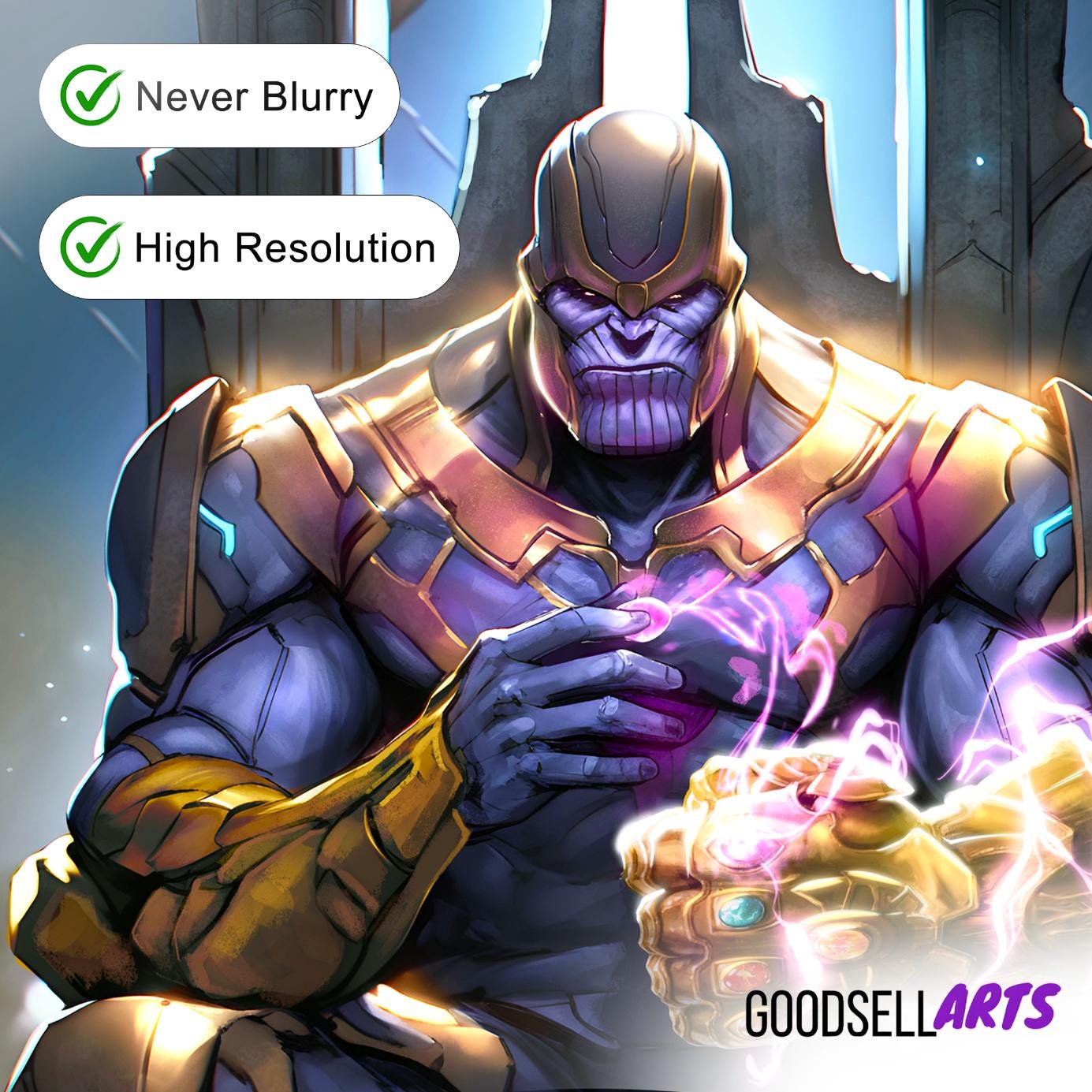 Thanos Poster |  Avengers Thanos Wall Art | Avengers Thanos Art Print | Marvel Thanos Art | Infinity Gauntlet poster | Geek Room Decor