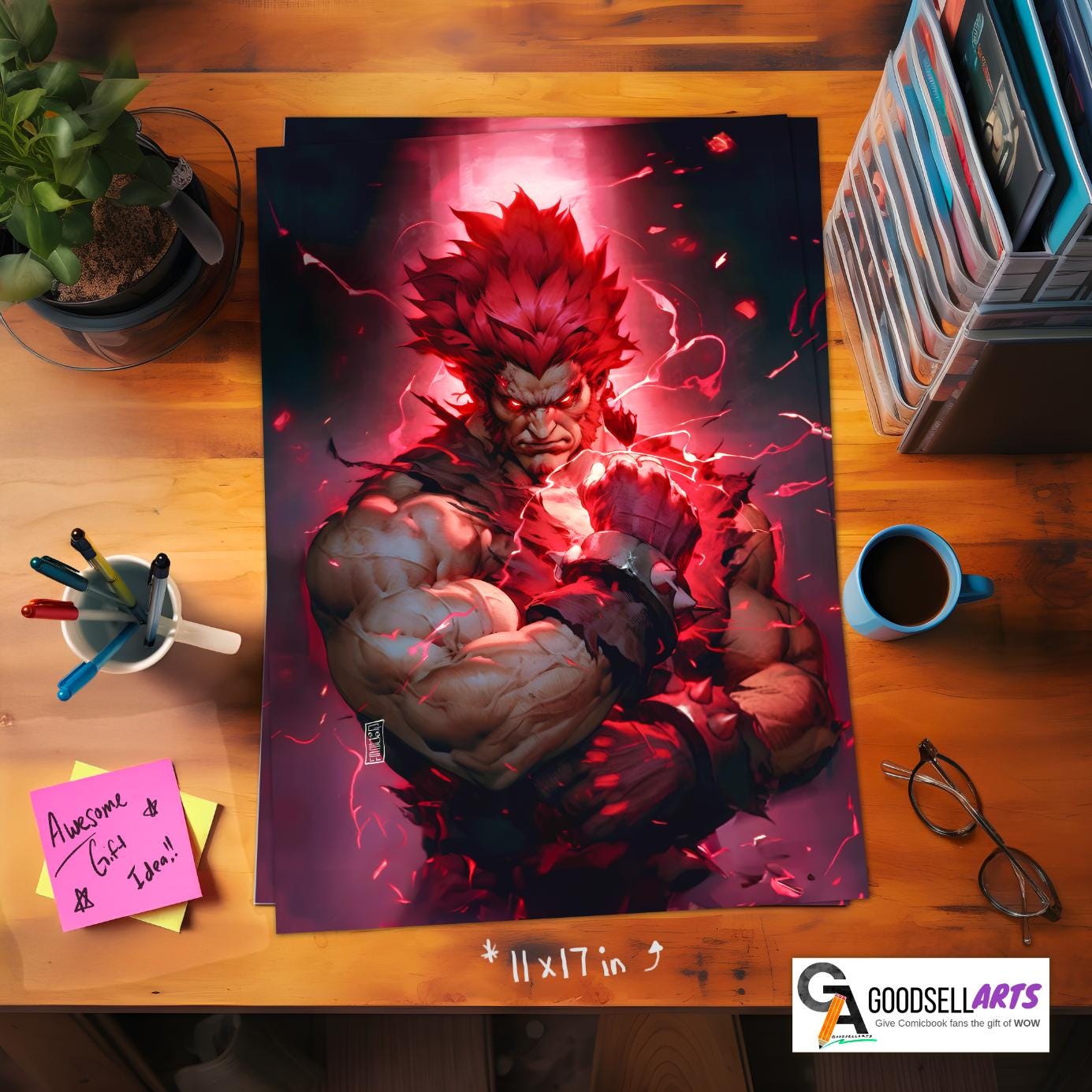 Akuma Poster Print | Street Fighter Art | Gaming Poster | SF6 | Akuma Artwork | Video Game Poster | Gaming room gift | Video game poster