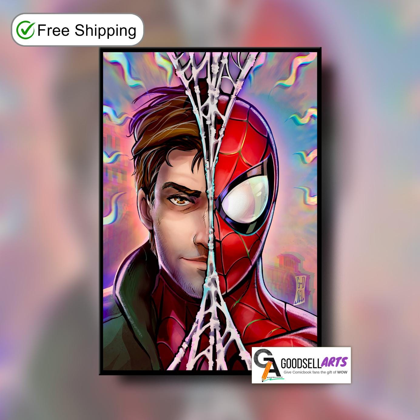 Spiderman Poster Print | SpiderVerse Poster | Peter Parker poster | Spiderman wall art | Spiderman portrait | Peter Parker Spiderverse print