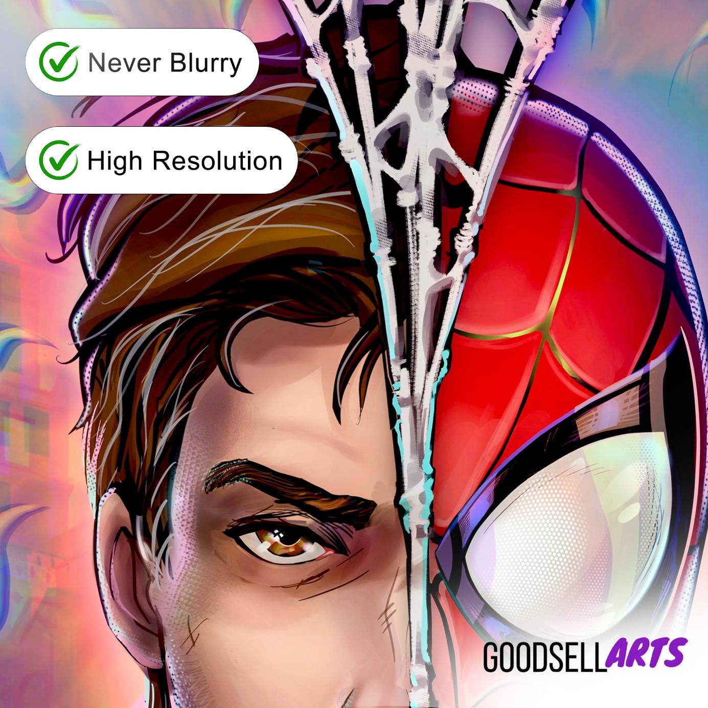 Spiderman Poster Print | SpiderVerse Poster | Peter Parker poster | Spiderman wall art | Spiderman portrait | Peter Parker Spiderverse print
