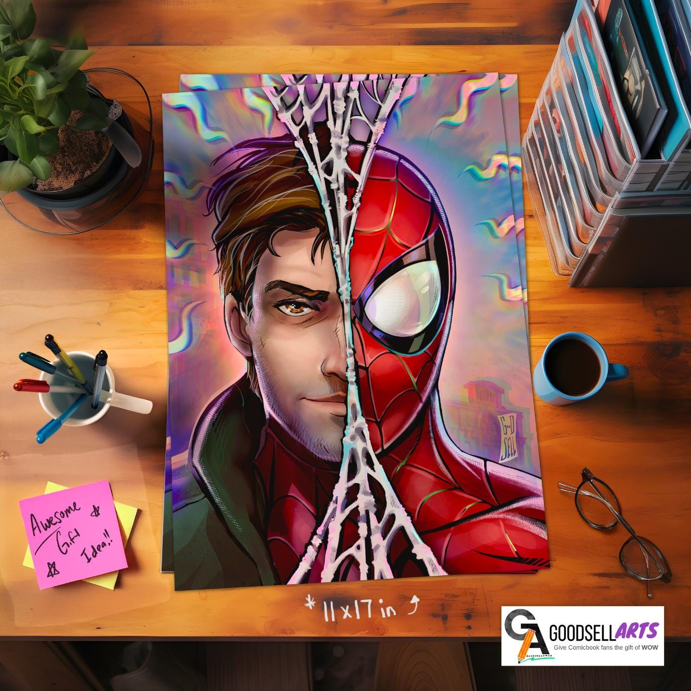 Spiderman Poster Print | SpiderVerse Poster | Peter Parker poster | Spiderman wall art | Spiderman portrait | Peter Parker Spiderverse print