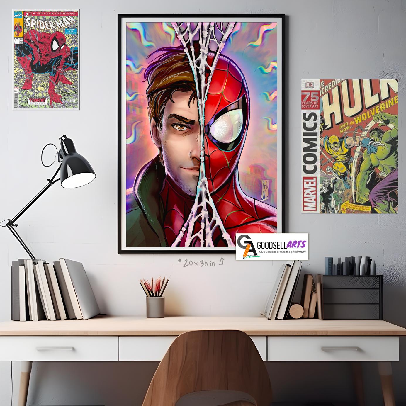 Spiderman Poster Print | SpiderVerse Poster | Peter Parker poster | Spiderman wall art | Spiderman portrait | Peter Parker Spiderverse print
