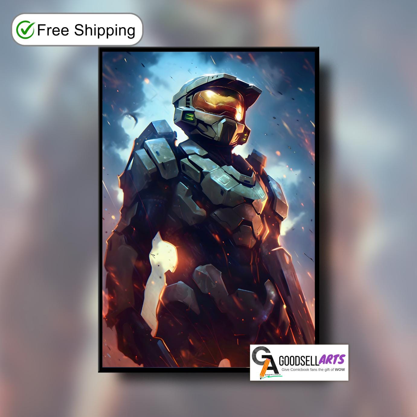 Halo Poster, Halo Gaming art print, Video Game poster, Gamer room decor, Halo infinite, Xbox Halo gamer gift, Gift for him, Large poster