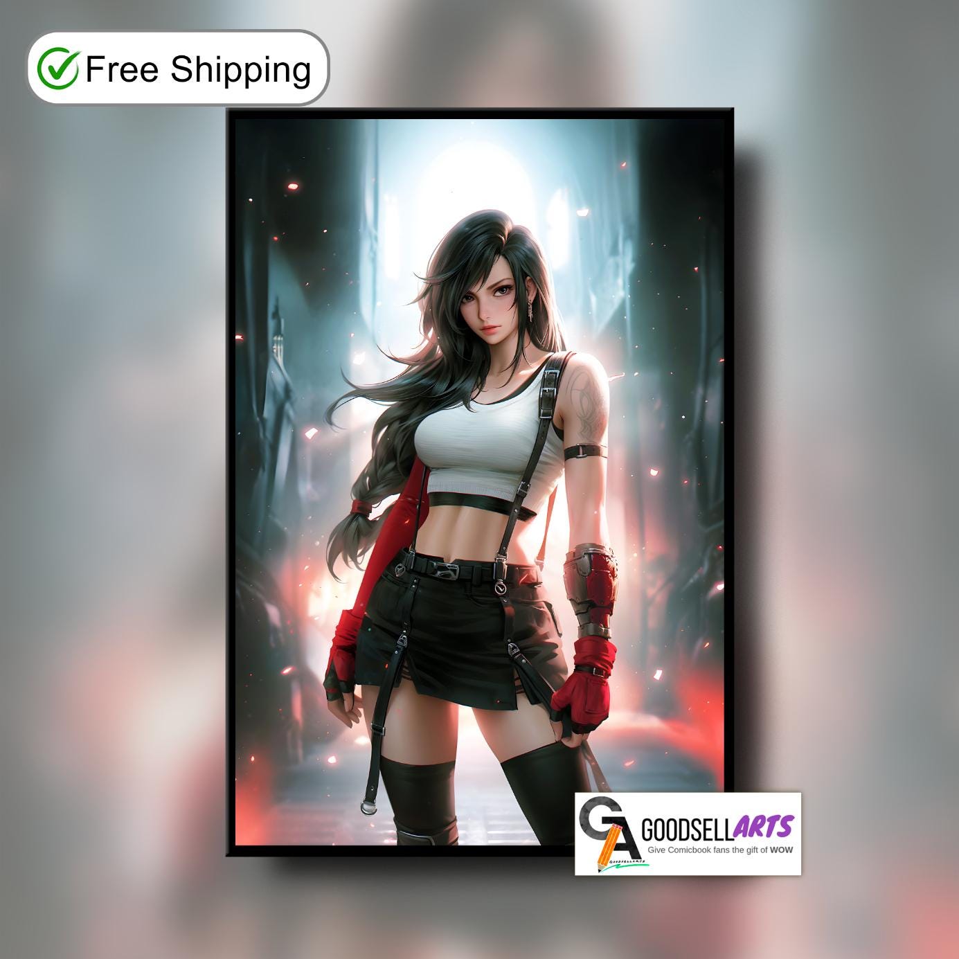 Tifa Final Fantasy 7 Poster Print, FF7 Game Decor, Tifa Lockhart art, Gamer Gift Game Room Decor, Tifa Fan Gift,