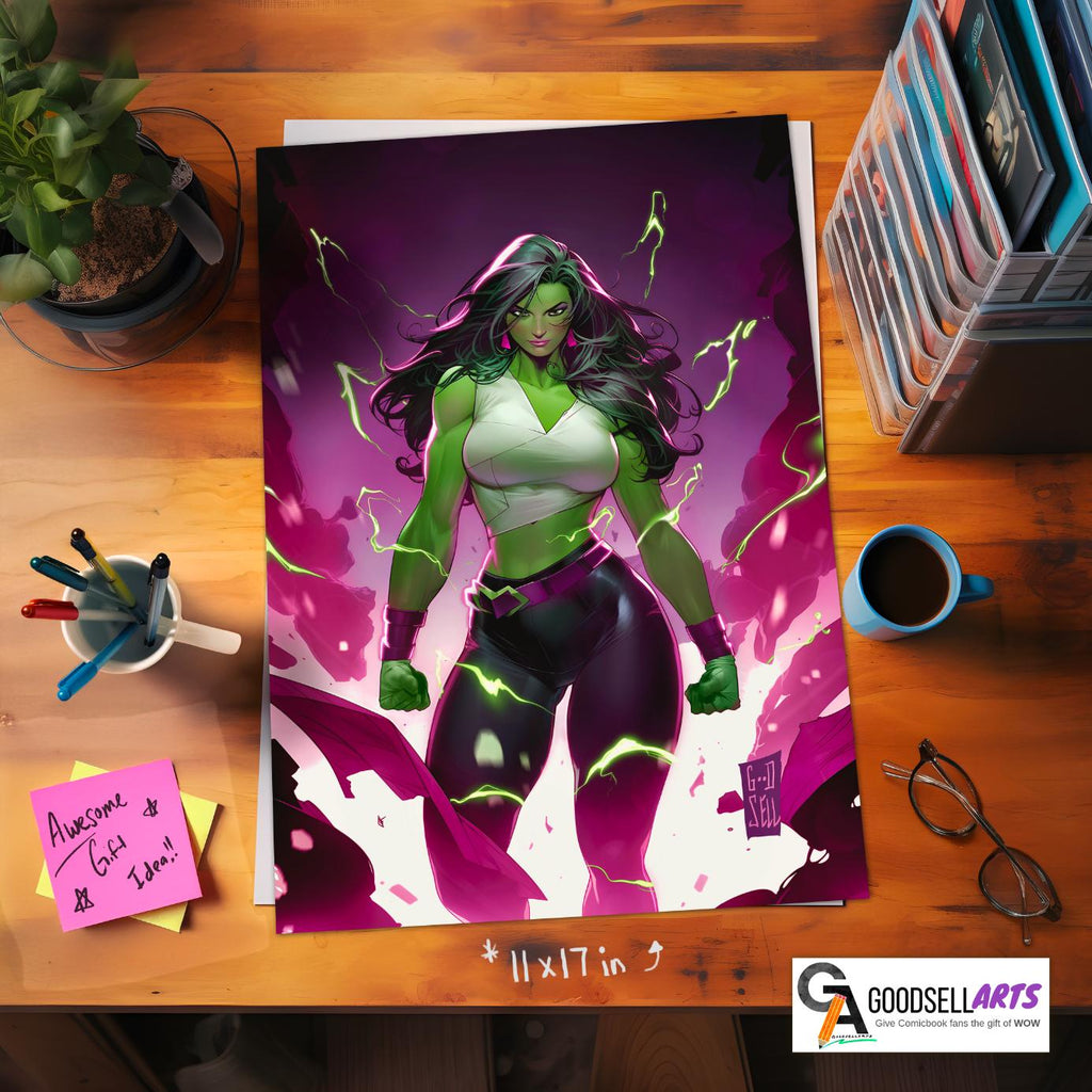 She-Hulk Poster Print | Avengers She-Hulk Poster |Jennifer Walters Print | Marvel She-Hulk Wall Art | Collectible | Comic fan gift