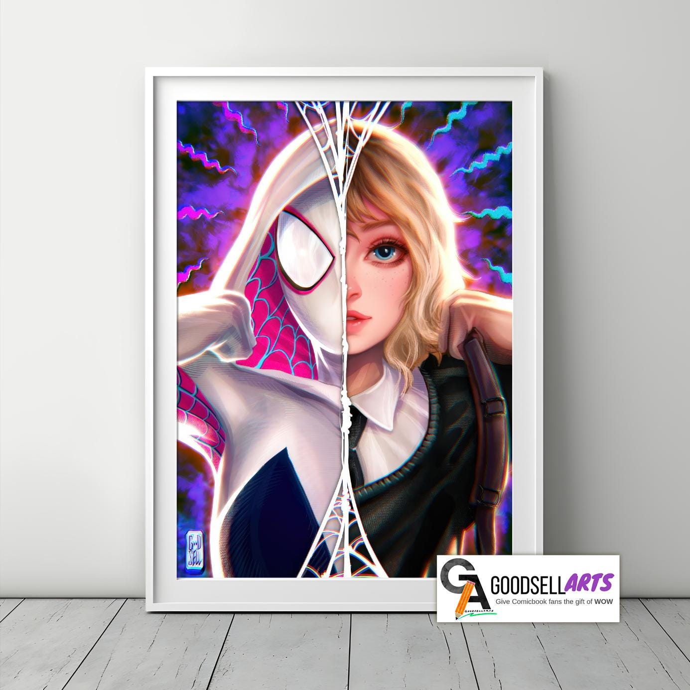 Gwen Stacy Spiderverse poster, Spider-Man SpiderVerse art print, Spider-Woman, Ghost spider, Spider-Gwen, Comic book art fan gift
