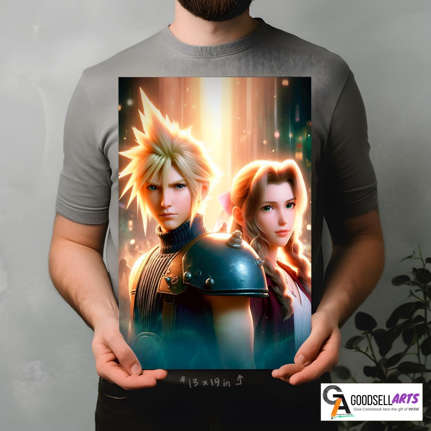 Aerith and Cloud Final Fantasy Poster, FF7 Rebirth Art Print, Aerith Gainsborough & Cloud Strife Final Fantasy 7 wall art, Game room decor