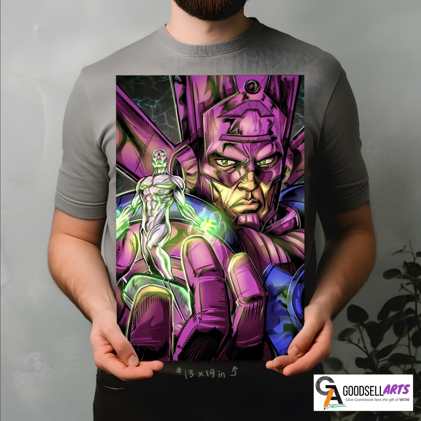 Galactus and Silver Surfer Poster | Marvel wall art | Silver Surfer print | Game room decor | Marvel Fantastic 4 | Fantastic Four art print