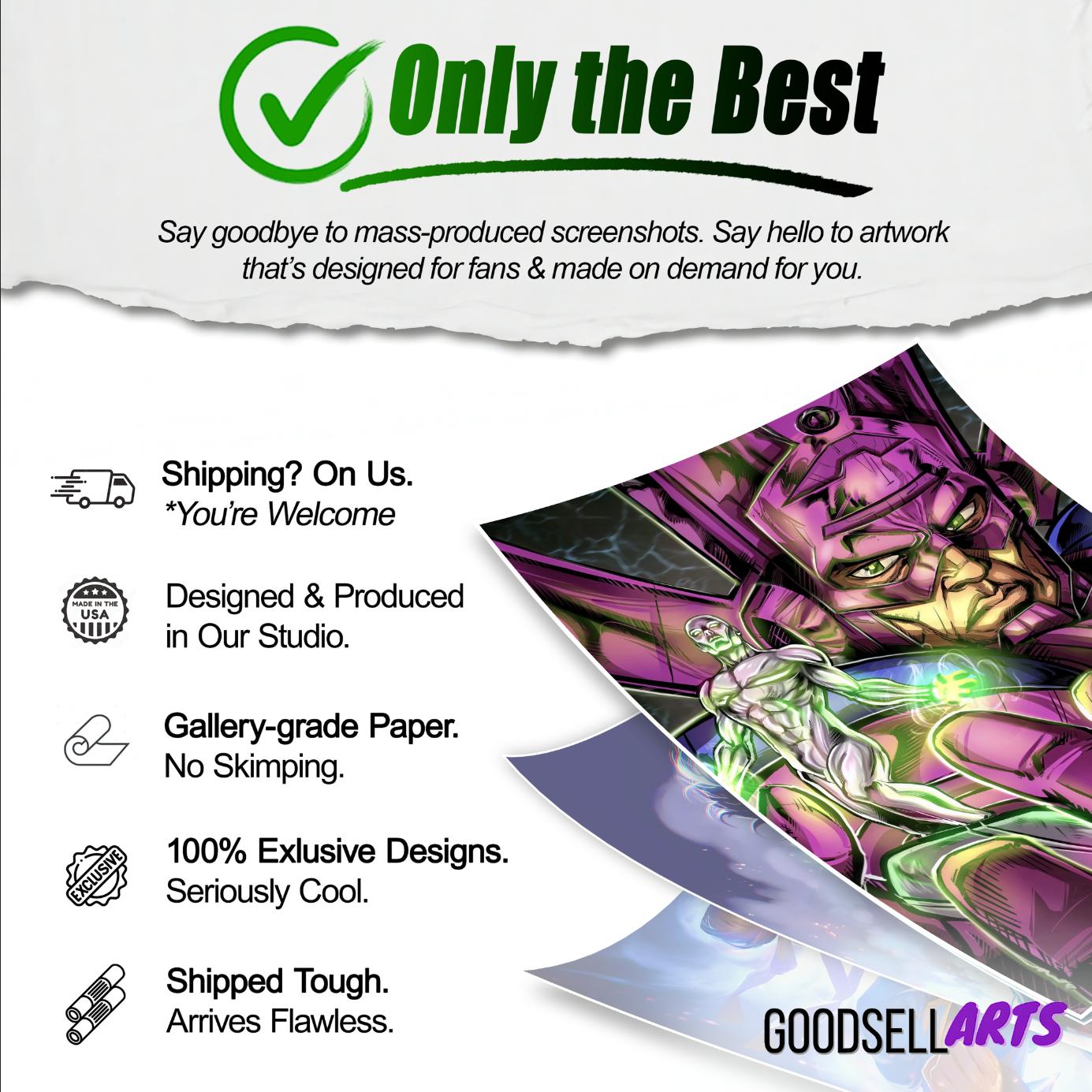 Galactus and Silver Surfer Poster | Marvel wall art | Silver Surfer print | Game room decor | Marvel Fantastic 4 | Fantastic Four art print