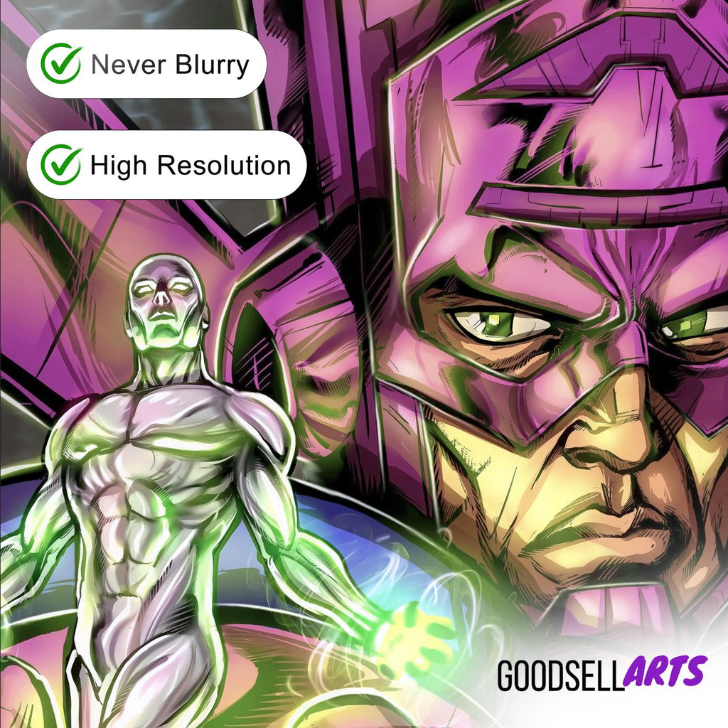 Galactus and Silver Surfer Poster | Marvel wall art | Silver Surfer print | Game room decor | Marvel Fantastic 4 | Fantastic Four art print