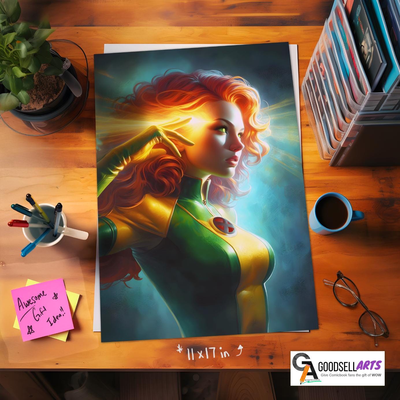 Jean Grey Poster | X-Men Phoenix Poster | Jean Grey Art Print | Marvel Wall Art | Phoenix Force | Jean Gray Marvel Girl Art | Comic gift
