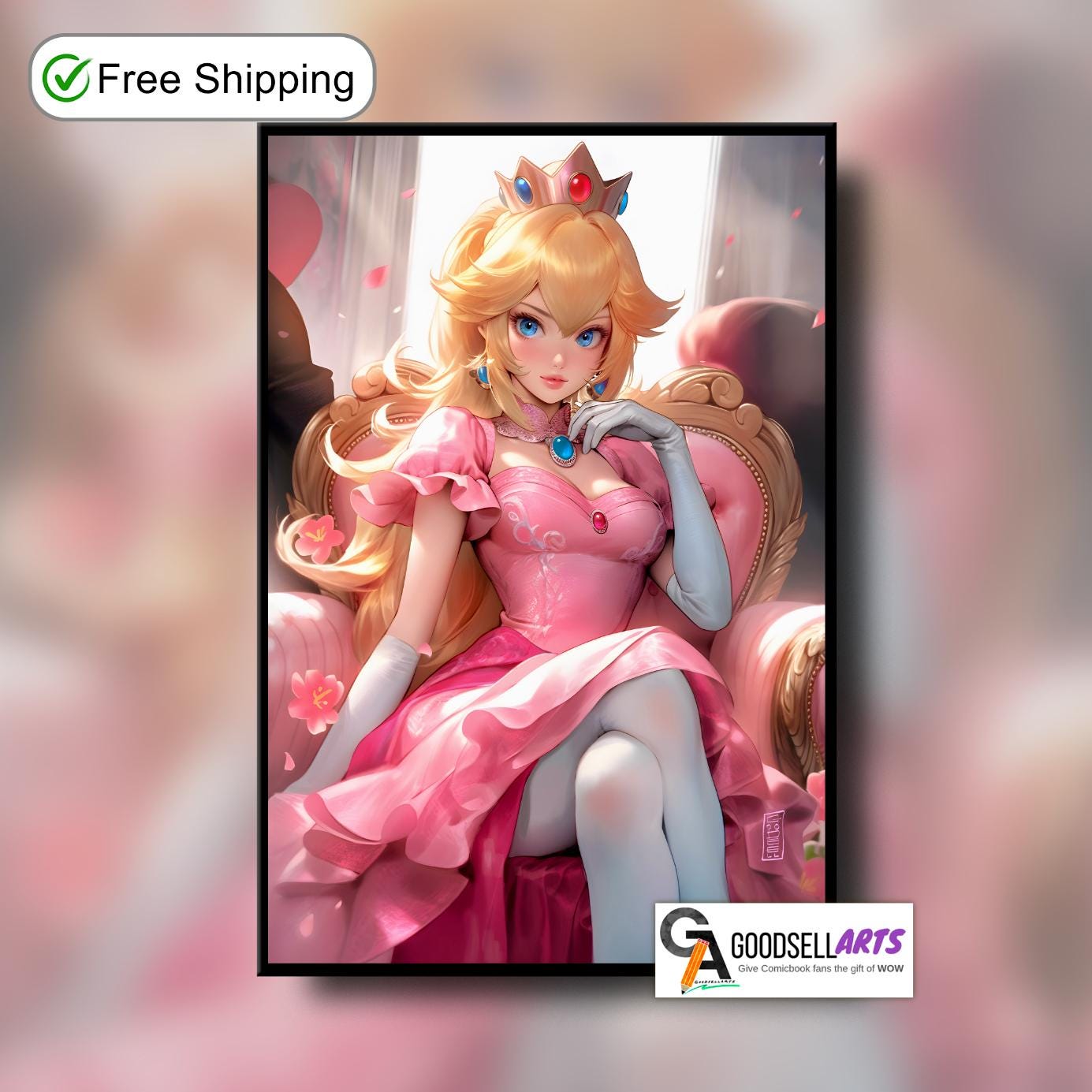 Princess Peach Poster Print | Princess Toadstool art | Video Game Poster | Princess peach Gift | Nintendo Gifts | Super Mario Bros Poster
