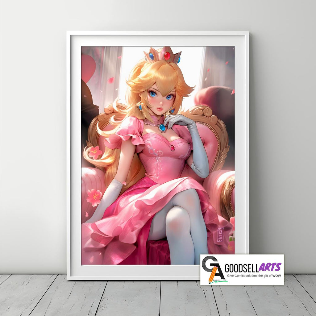 Princess Peach Poster Print | Princess Toadstool art | Video Game Poster | Princess peach Gift | Nintendo Gifts | Super Mario Bros Poster