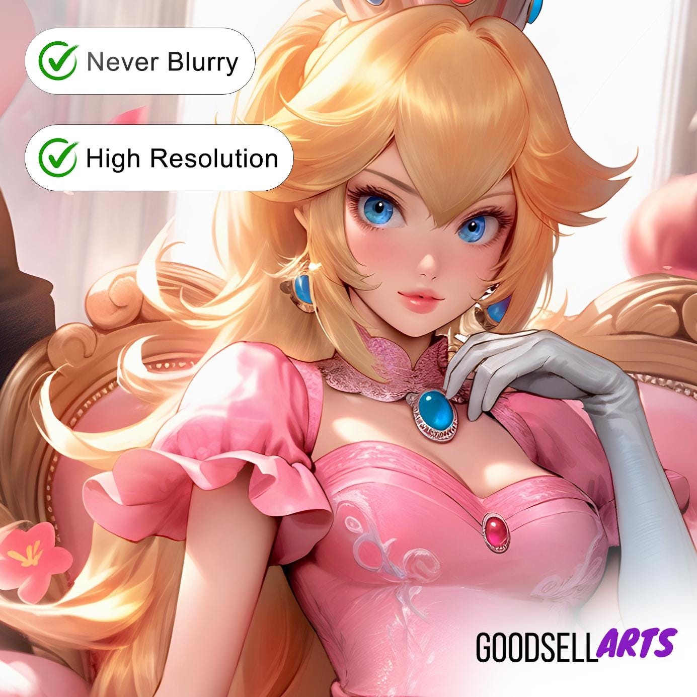 Princess Peach Poster Print | Princess Toadstool art | Video Game Poster | Princess peach Gift | Nintendo Gifts | Super Mario Bros Poster