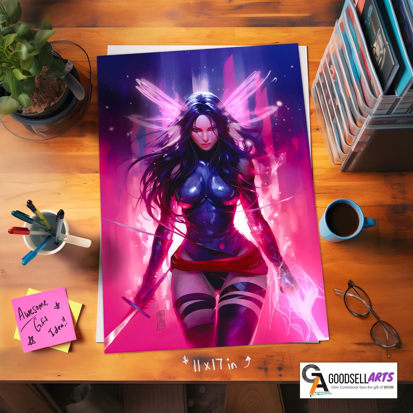 Psylocke Poster print | Marvel X-Men poster; Betsy Braddock Wall Art; Psylocke X-Men fan art, Marvel rivals poster; Game room decor