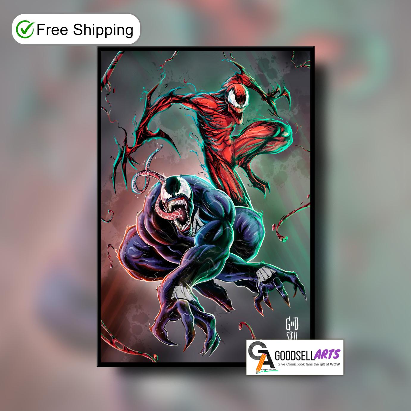 Venom and Carnage Poster | Venom print | Carnage print | Marvel Venom Wall art | Venom Gift | Spider-man Venom poster | Geek Room Decor