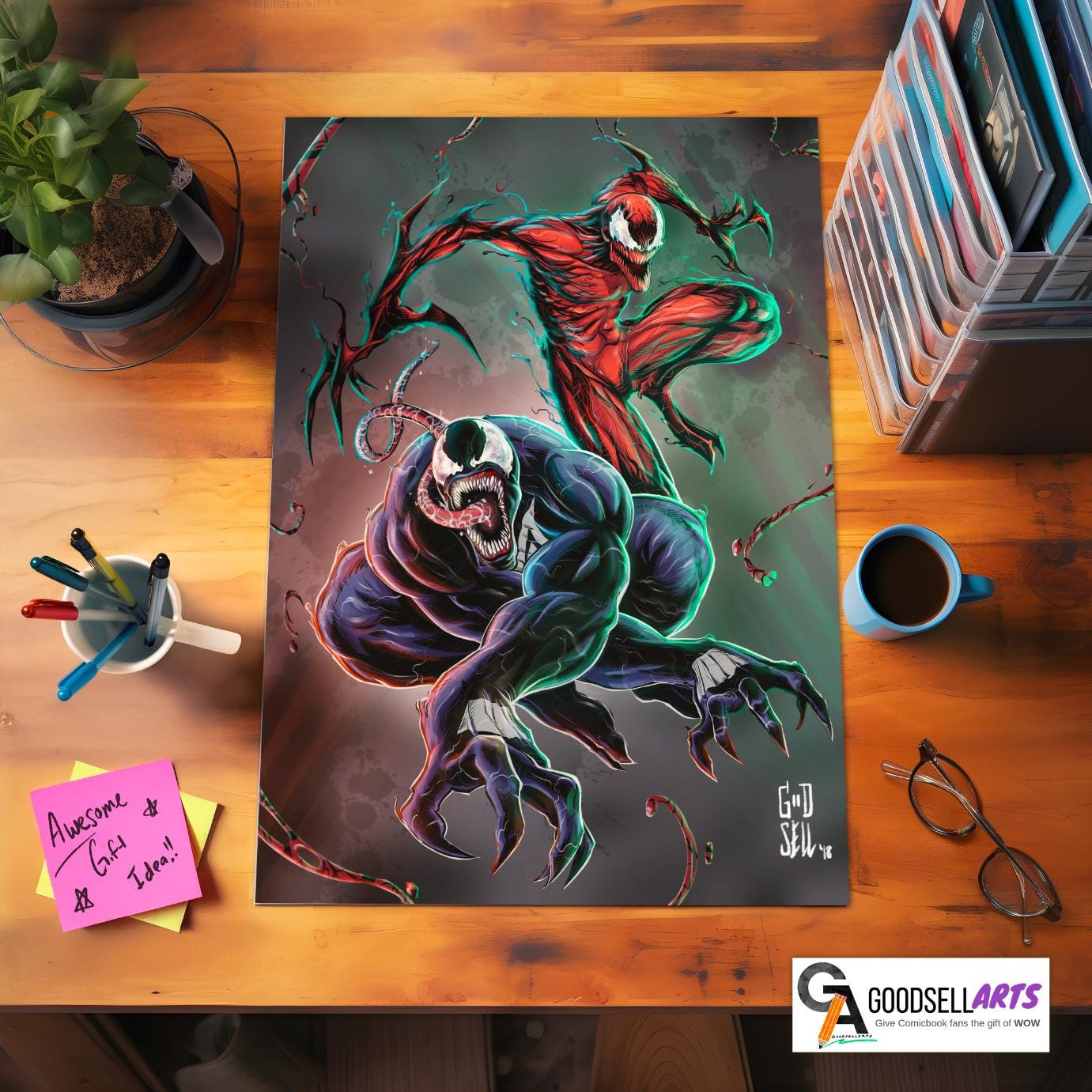 Venom and Carnage Poster | Venom print | Carnage print | Marvel Venom Wall art | Venom Gift | Spider-man Venom poster | Geek Room Decor