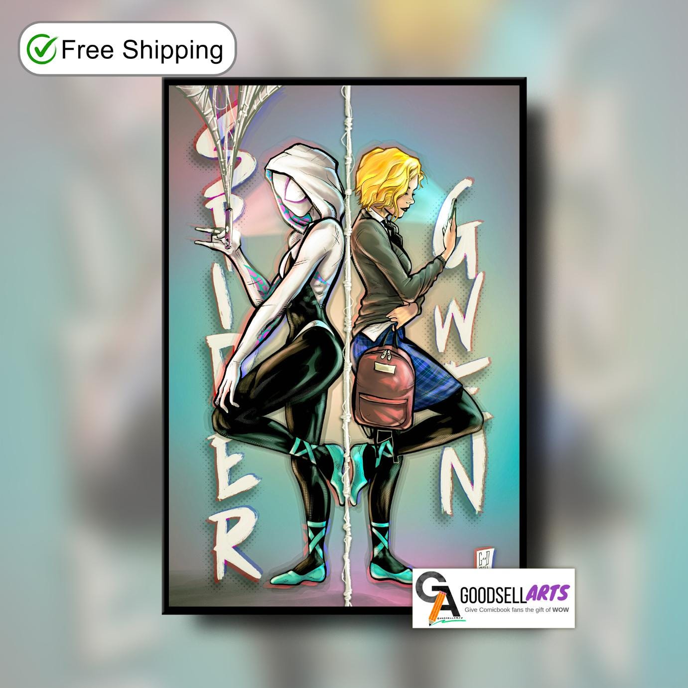Gwen Stacy Poster | Gwen SpiderVerse art print, Marvel Gwen Stacy Wall Art, Marvel Gwen Spider Woman, Gwen Stacy art | Ghost spider poster