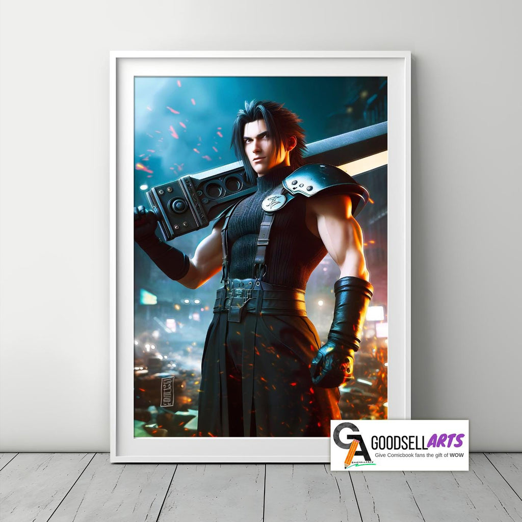 Zack Fair Final Fantasy Poster | Zack FF7 art print | Zack FF7 remake | Gaming Room Decor | Video Game wall art | FF7 art print