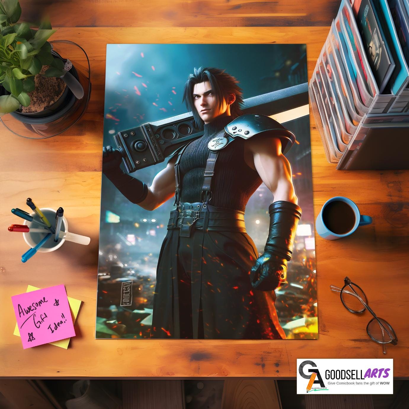 Zack Fair Final Fantasy Poster | Zack FF7 art print | Zack FF7 remake | Gaming Room Decor | Video Game wall art | FF7 art print