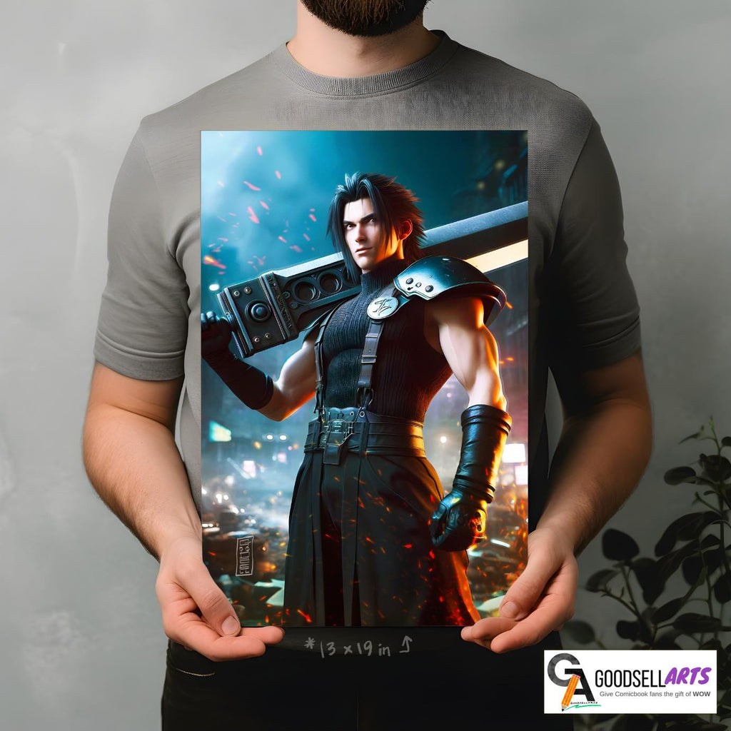 Zack Fair Final Fantasy Poster | Zack FF7 art print | Zack FF7 remake | Gaming Room Decor | Video Game wall art | FF7 art print