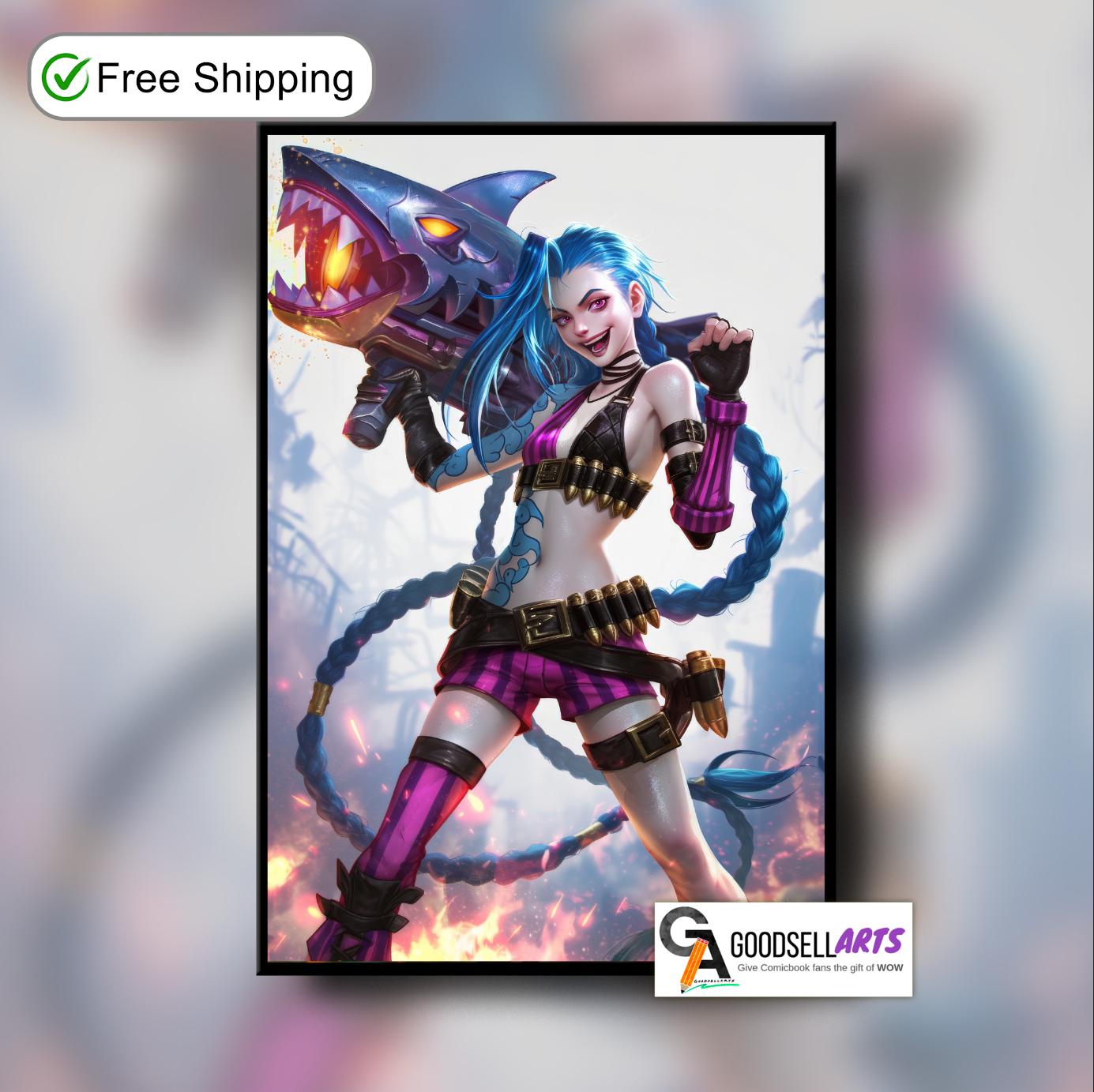 Jinx Poster | League of Legends wall Art Print, Jinx Champion, Video Game Room Decor, Original Jinx poster, Jinx fan gift, Powder poster