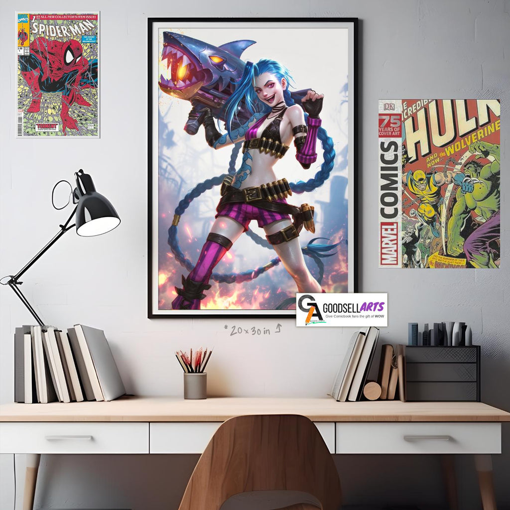 Jinx Poster | League of Legends wall Art Print, Jinx Champion, Video Game Room Decor, Original Jinx poster, Jinx fan gift, Powder poster