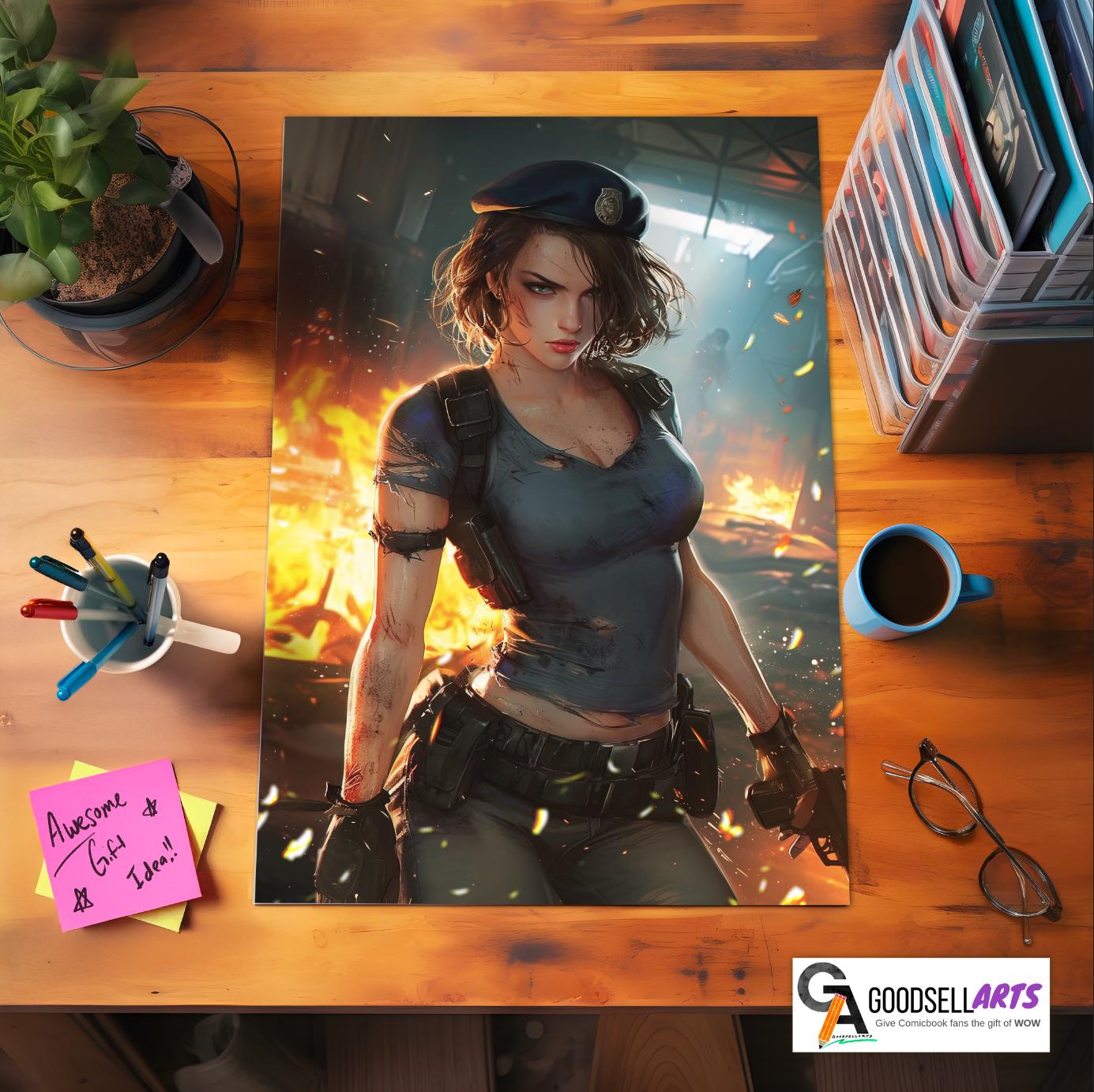 Jill Valentine Poster | Gaming Poster | Video Game Poster | Jill Valentine Art | Video Game Art | Jill Valentine gift | Game room decor