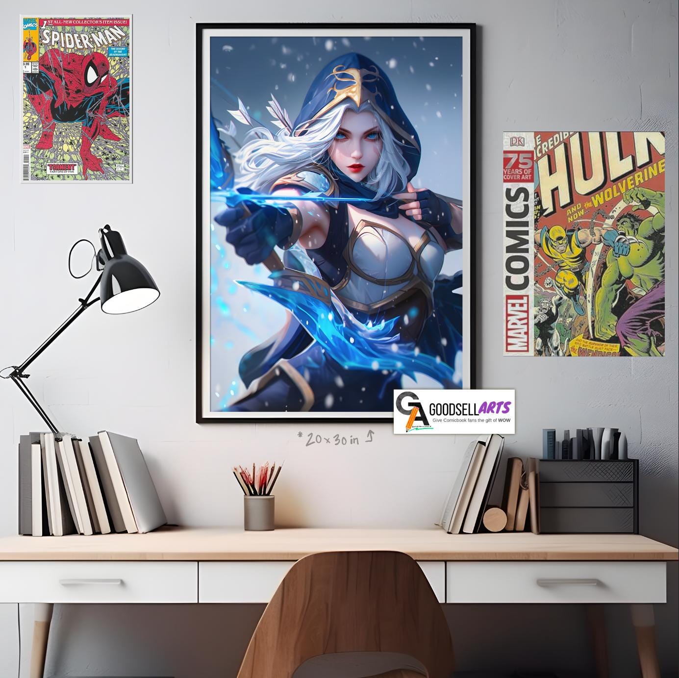 Ashe League Poster | League of Legends poster | Gaming Decor | Ashe wall art print | Video game poster | Gaming gift | Ashe Champion poster