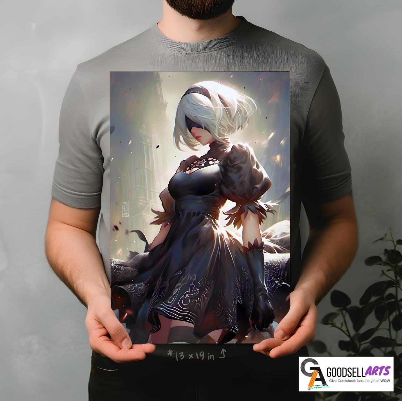 Nier Automata Poster, Android 2B wall art print, Video Game Poster, Game Room Decor, Nier Android 2B fan gift, video game poster
