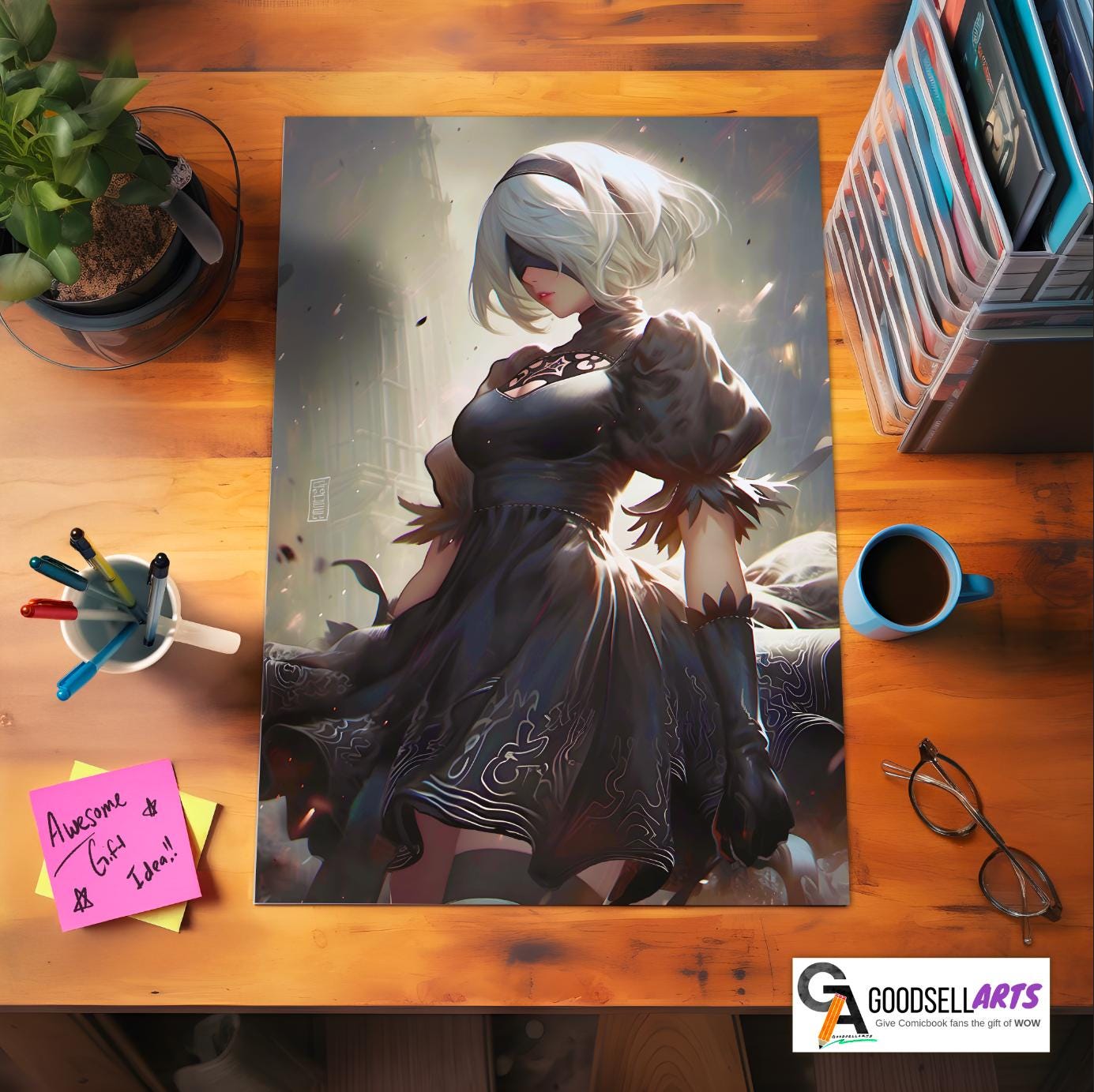 Nier Automata Poster, Android 2B wall art print, Video Game Poster, Game Room Decor, Nier Android 2B fan gift, video game poster