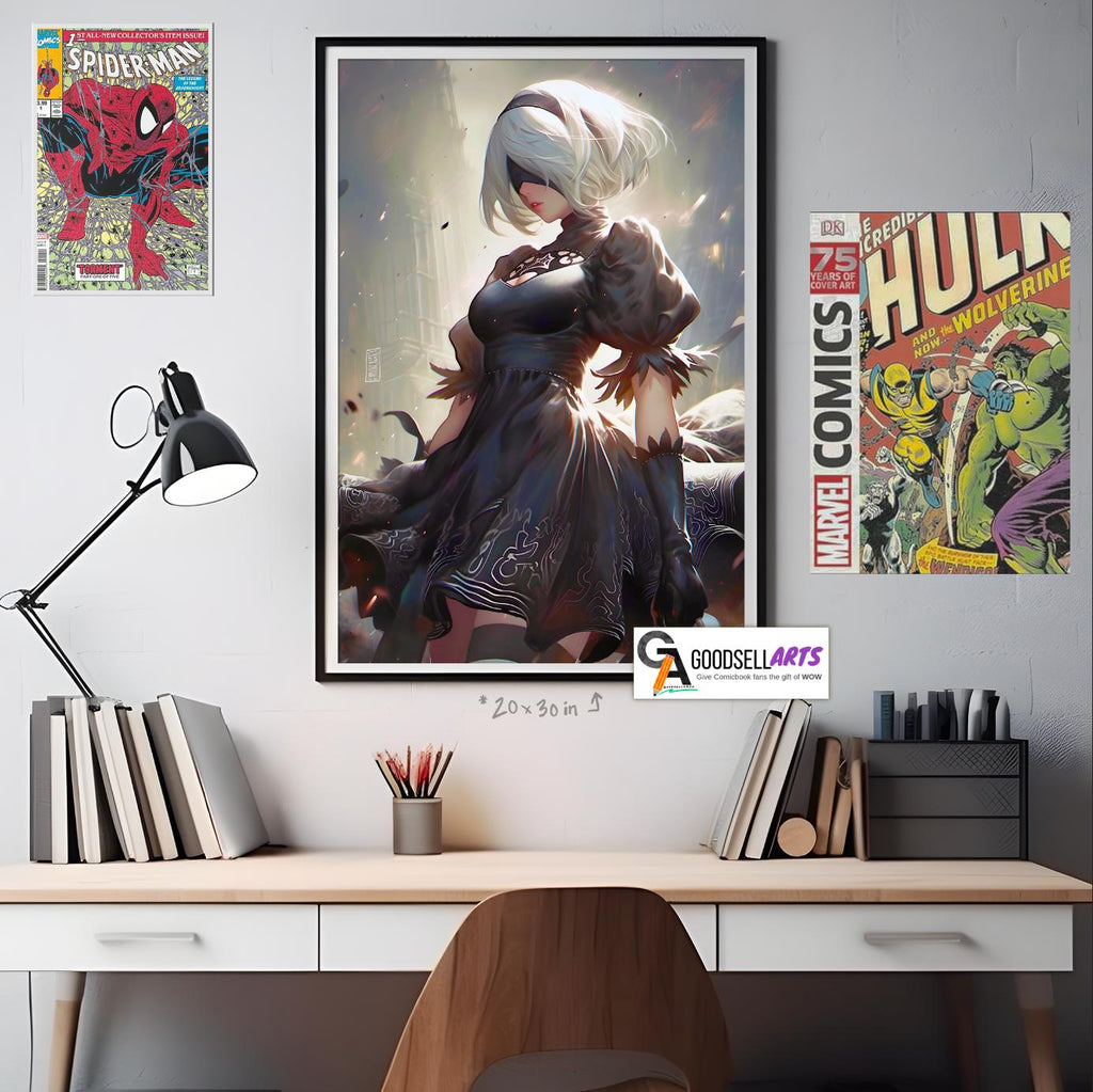 Nier Automata Poster, Android 2B wall art print, Video Game Poster, Game Room Decor, Nier Android 2B fan gift, video game poster