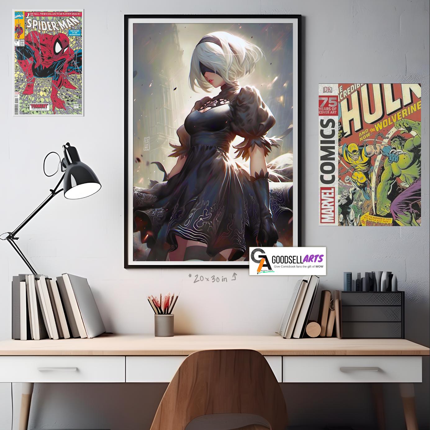 Nier Automata Poster, Android 2B wall art print, Video Game Poster, Game Room Decor, Nier Android 2B fan gift, video game poster