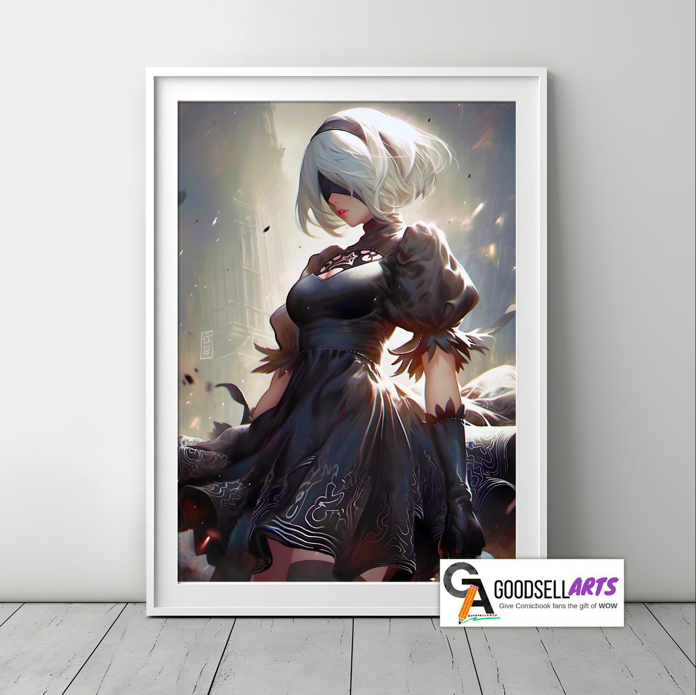 Nier Automata Poster, Android 2B wall art print, Video Game Poster, Game Room Decor, Nier Android 2B fan gift, video game poster