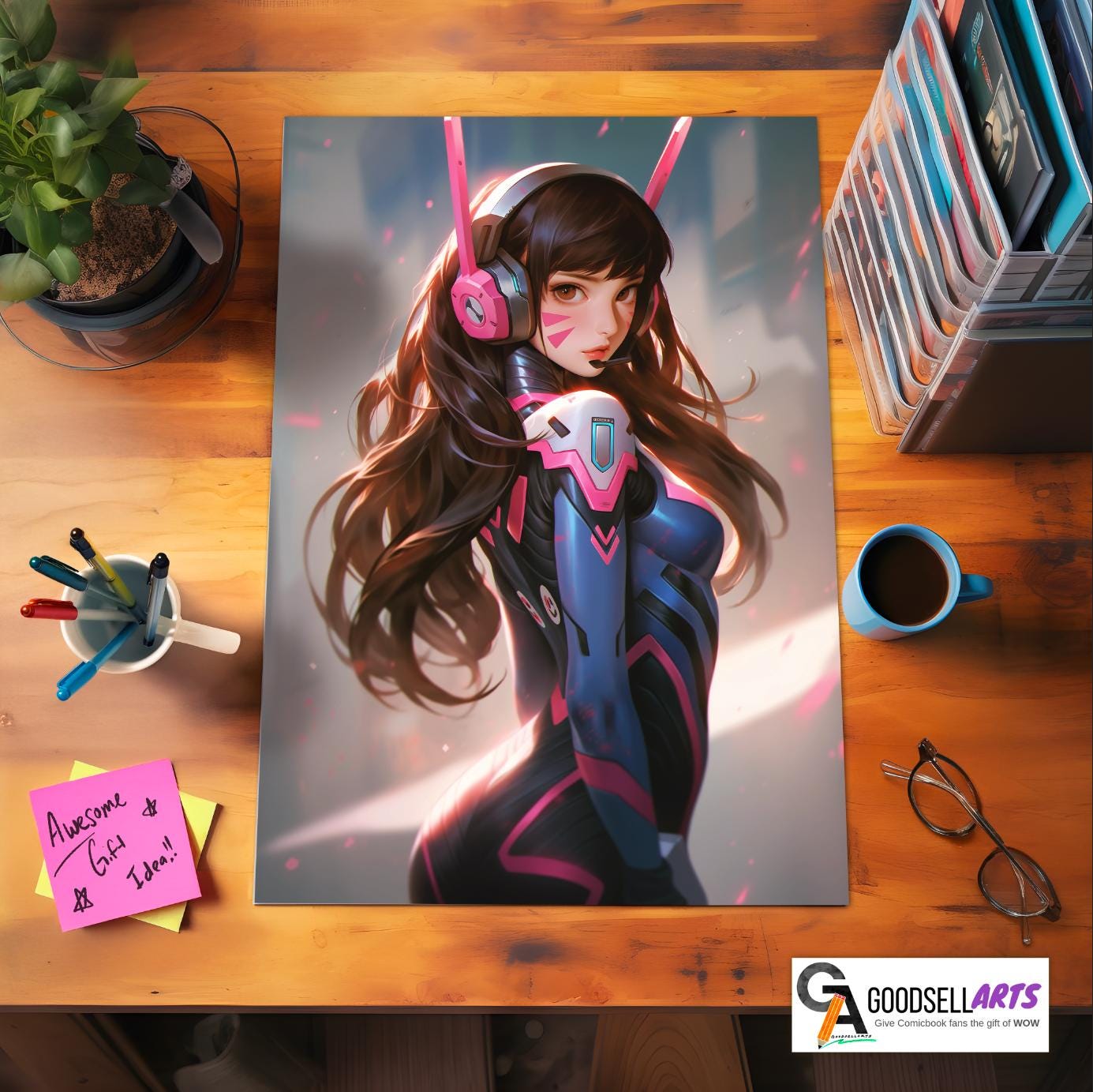 D.Va Poster, Hero D.Va art print, Hana Song Gaming Poster, D.Va Tokki wall art, D.Va Game Room Decor, D.Va fan art gift, video game poster