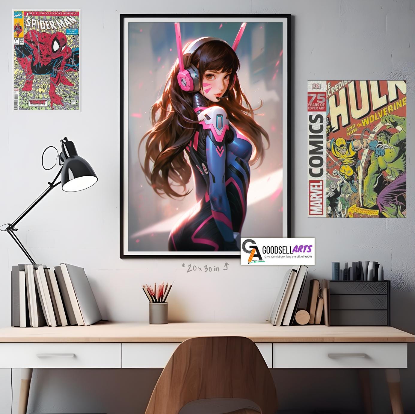 D.Va Poster, Hero D.Va art print, Hana Song Gaming Poster, D.Va Tokki wall art, D.Va Game Room Decor, D.Va fan art gift, video game poster