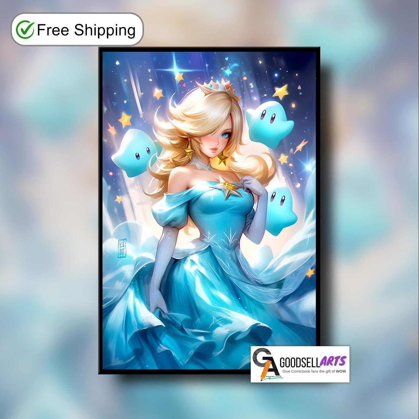 Princess Rosalina Poster, Super Mario Galaxy poster, Nintendo art print, Gaming Poster, Video Game room decor, Rosalina Mario Art Print