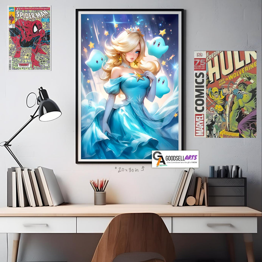 Princess Rosalina Poster, Super Mario Galaxy poster, Nintendo art print, Gaming Poster, Video Game room decor, Rosalina Mario Art Print