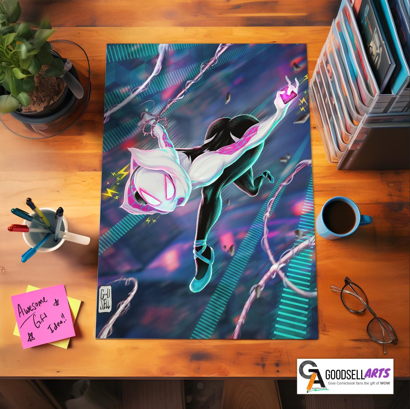 Spiderverse poster | Gwen Stacy poster| Spider Girl | Marvel Wall Art | Gwen Stacy art print | Ghost Spider art | Spiderman Gwen Stacy Gift
