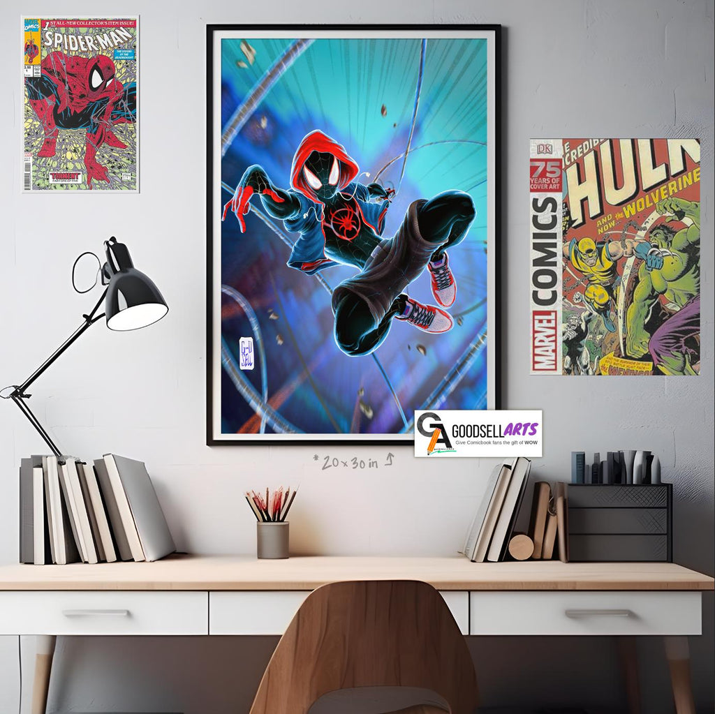 Miles Morales Spiderman Poster Print | Marvel Spider-Man Wall Art | Miles gift | Miles Morales art  | Geek Room Decor | Miles gift for him