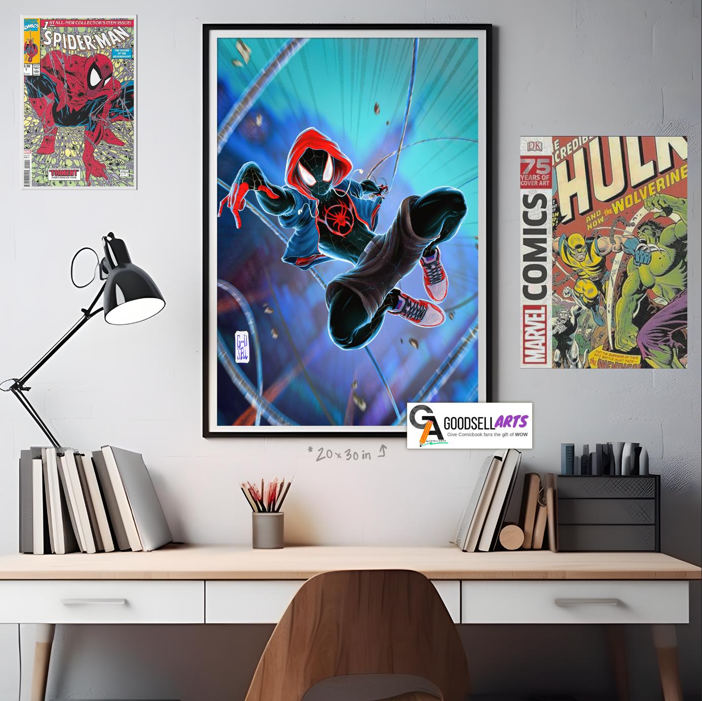 Miles Morales Spiderman Poster Print | Marvel Spider-Man Wall Art | Miles gift | Miles Morales art  | Geek Room Decor | Miles gift for him