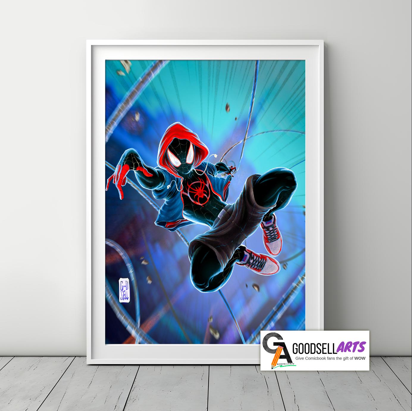 Miles Morales Spiderman Poster Print | Marvel Spider-Man Wall Art | Miles gift | Miles Morales art  | Geek Room Decor | Miles gift for him