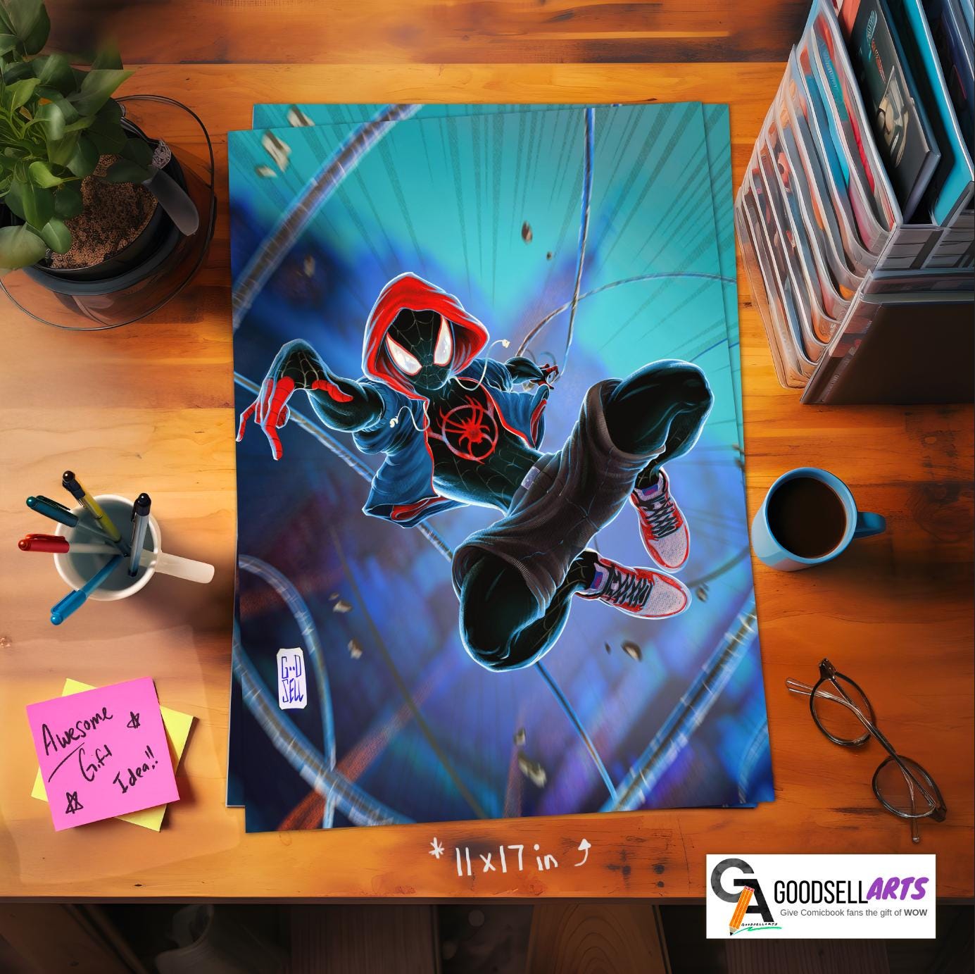 Miles Morales Spiderman Poster Print | Marvel Spider-Man Wall Art | Miles gift | Miles Morales art  | Geek Room Decor | Miles gift for him