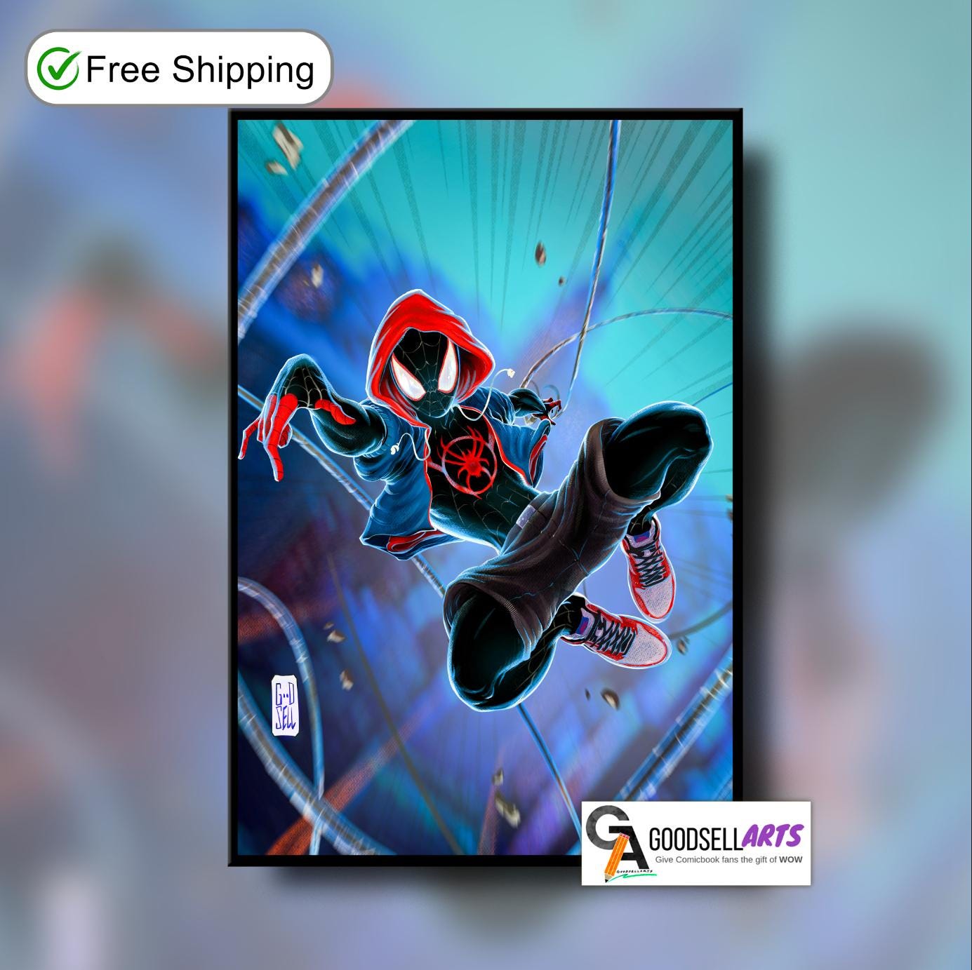Miles Morales Spiderman Poster Print | Marvel Spider-Man Wall Art | Miles gift | Miles Morales art  | Geek Room Decor | Miles gift for him