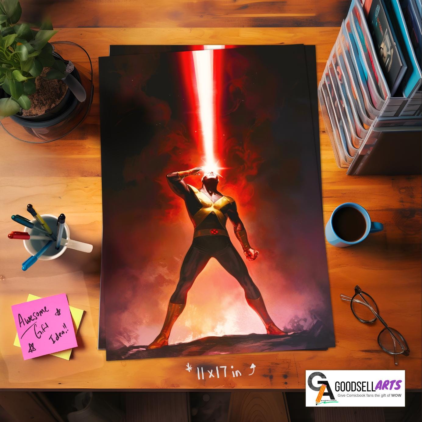 Cyclops X-Men Poster Print, Marvel X-Men wall art, Scott Summers art print , X-men 97 | Gamer room decor, comic book fan gift, Cyclops print