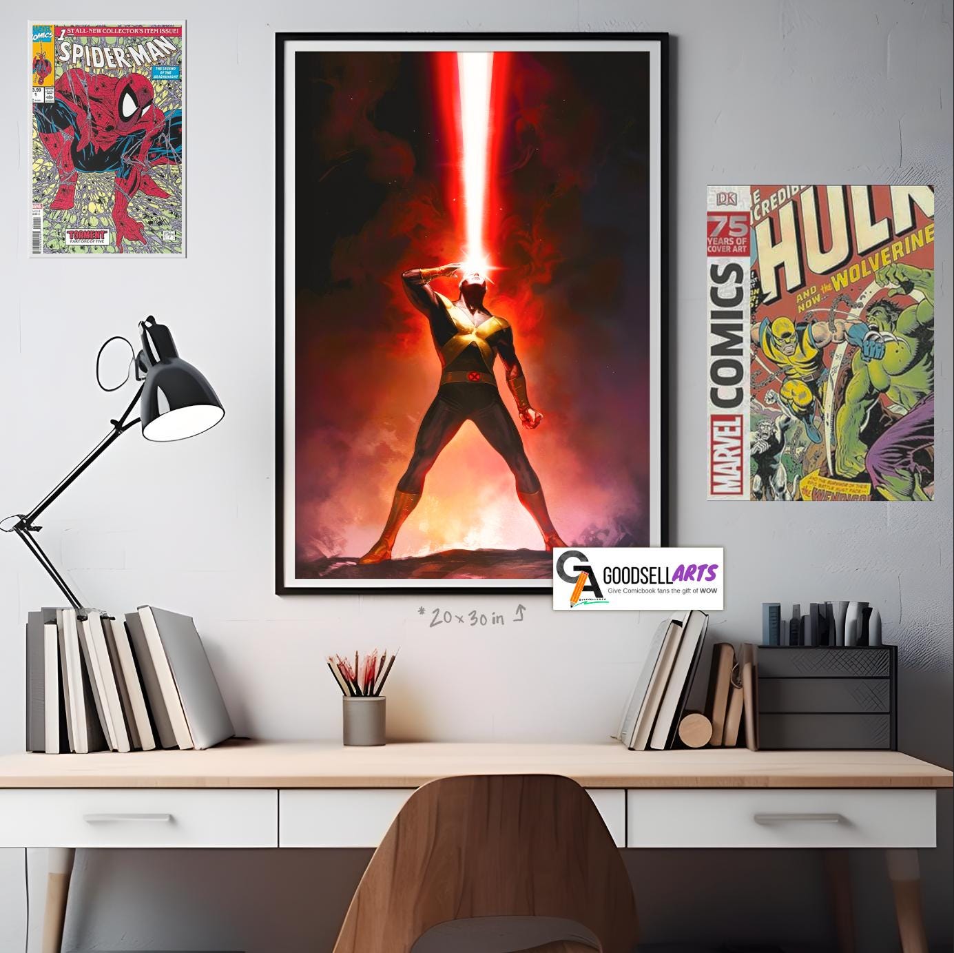 Cyclops X-Men Poster Print, Marvel X-Men wall art, Scott Summers art print , X-men 97 | Gamer room decor, comic book fan gift, Cyclops print