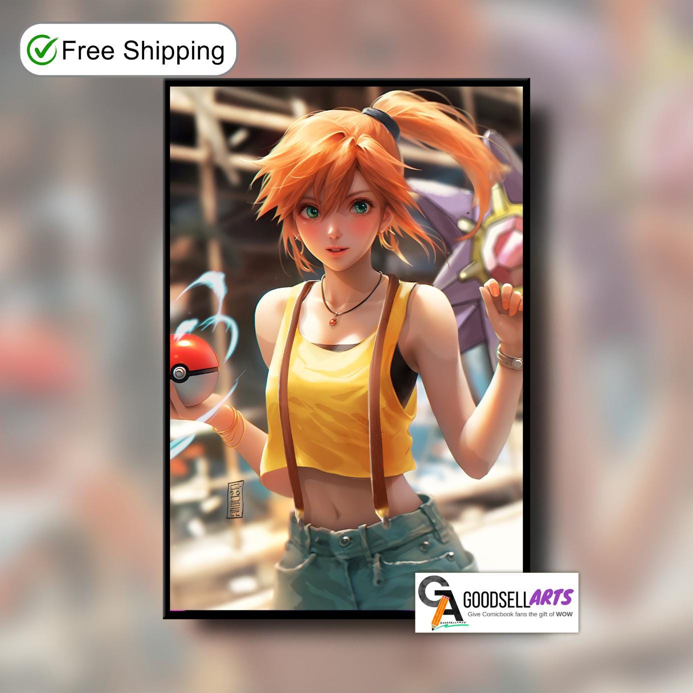 Gym Leader Misty Poster, Trainer Misty Wall Art , Gaming Poster, Video Game Wall Art , Game room decor, Nintendo poster, Pokemon  Misty